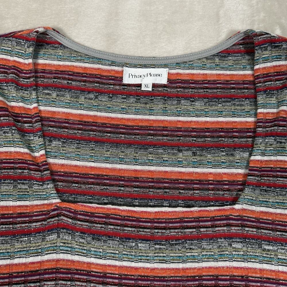 Revolve Privacy Please Women's Mini Dress XL Striped Metallic Ribbed - Picture 3 of 9